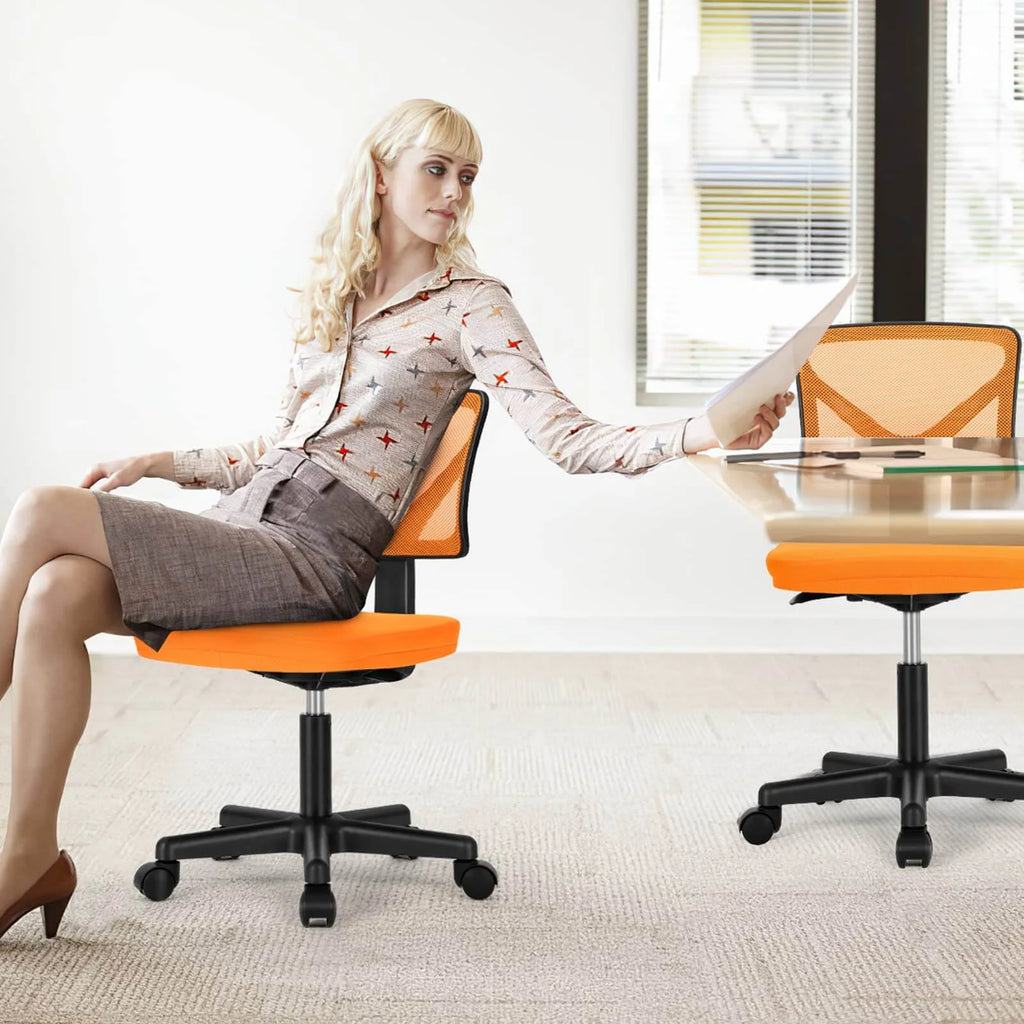 Ergonomic Office Chair with Wheels, Orange E6891
