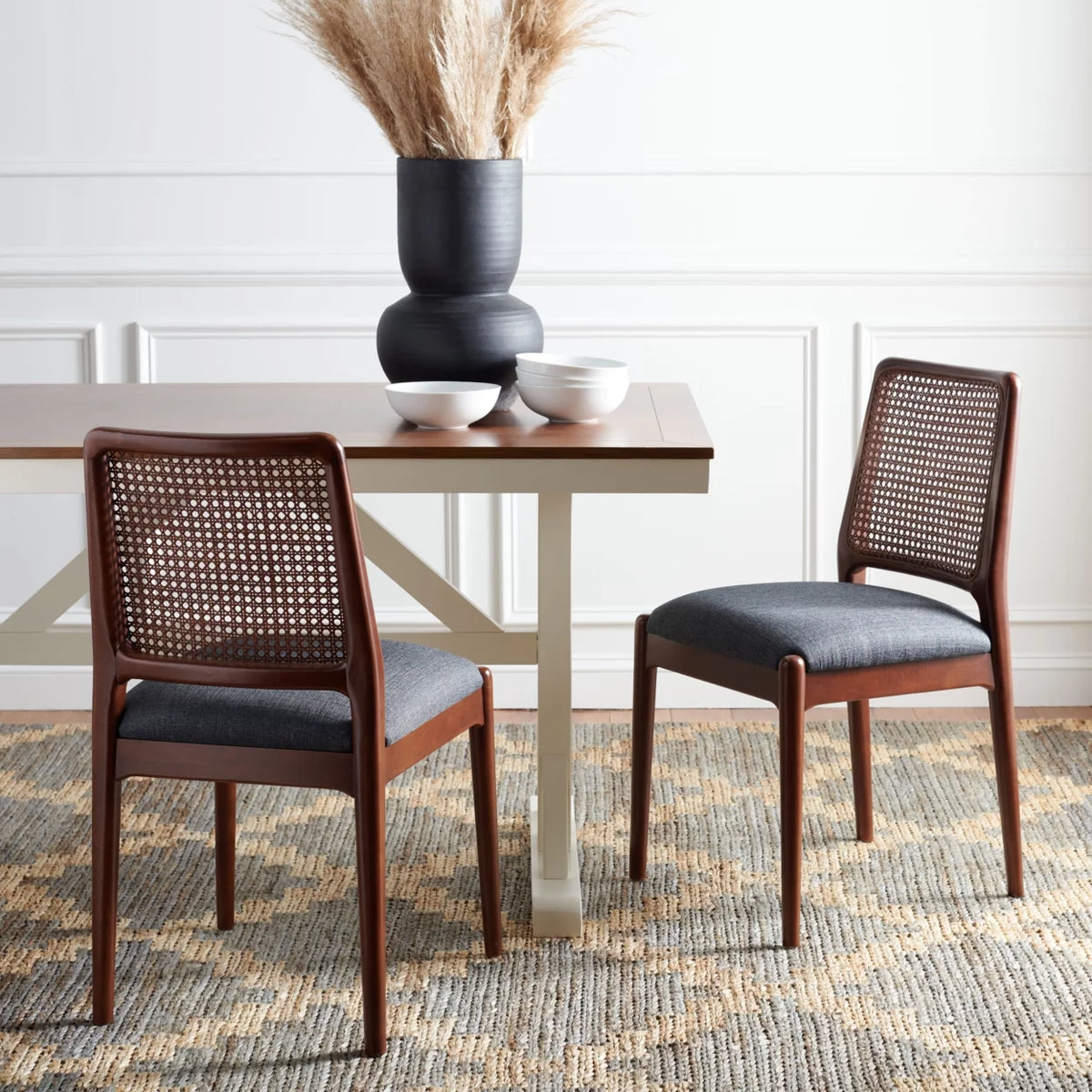 Brown Rattan Dining Chair Set of 2 O60175