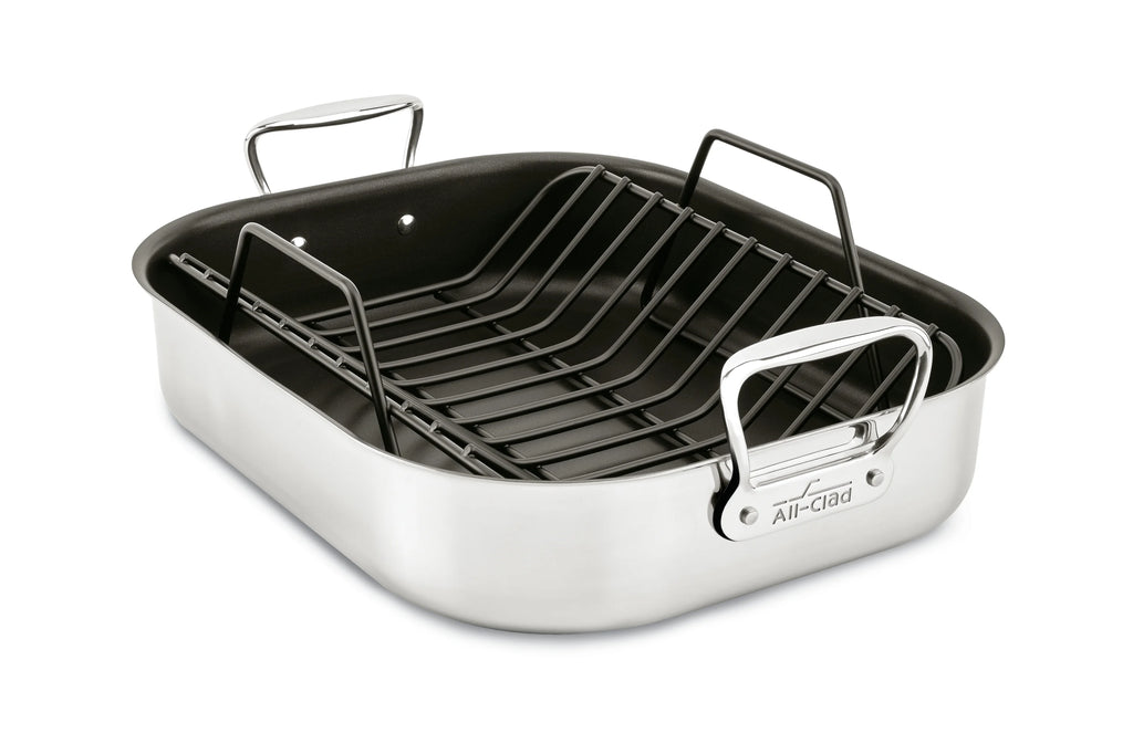 Large Stainless Steel Nonstick Roaster with Rack U69330