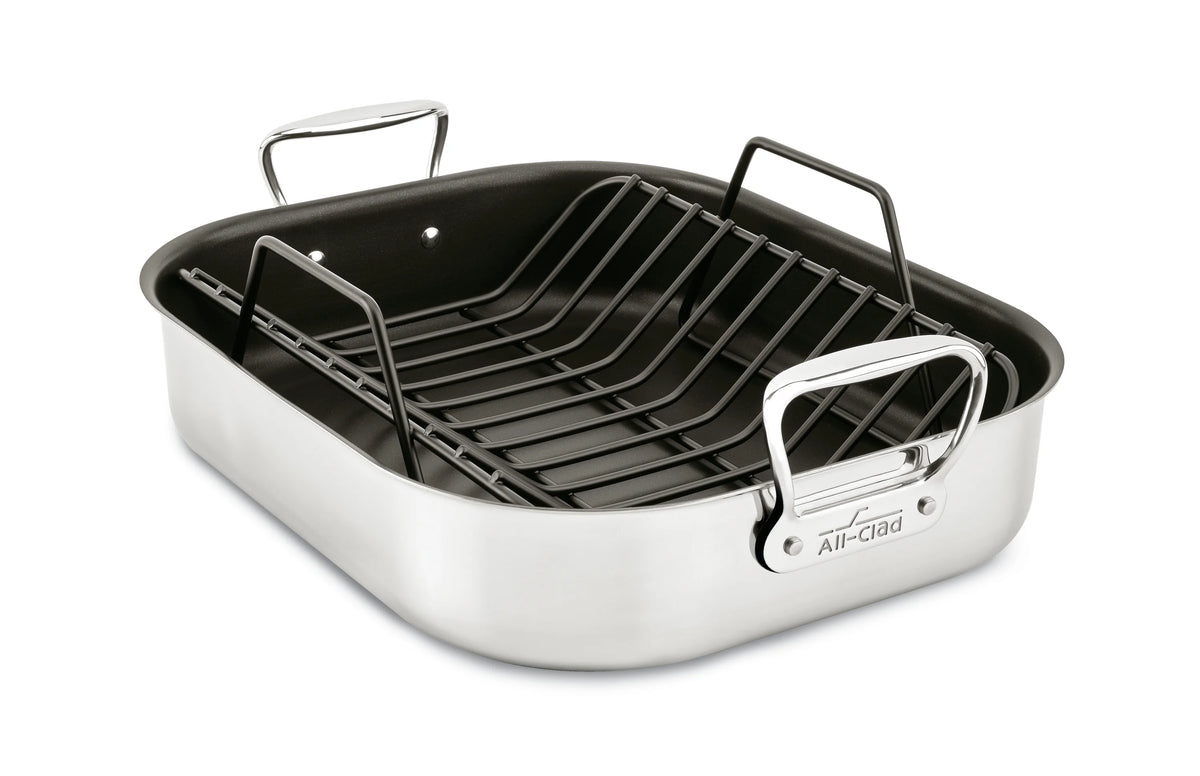 Large Stainless Steel Nonstick Roaster with Rack U69330
