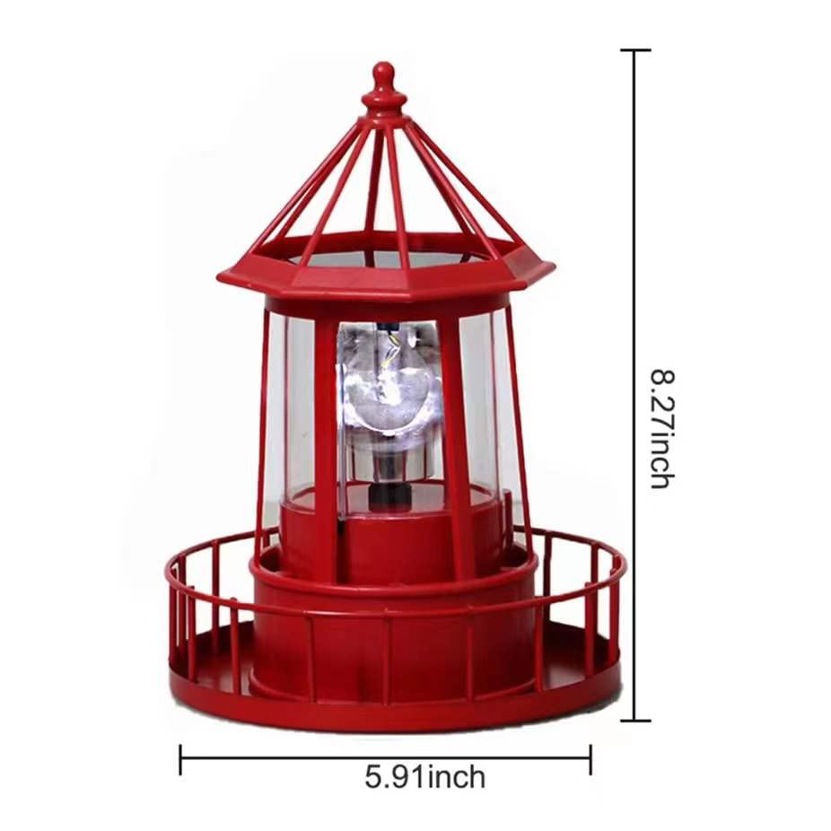 Solar Powered Lighthouse 360 Degree Rotating Waterproof Garden Statue Lights Z5193