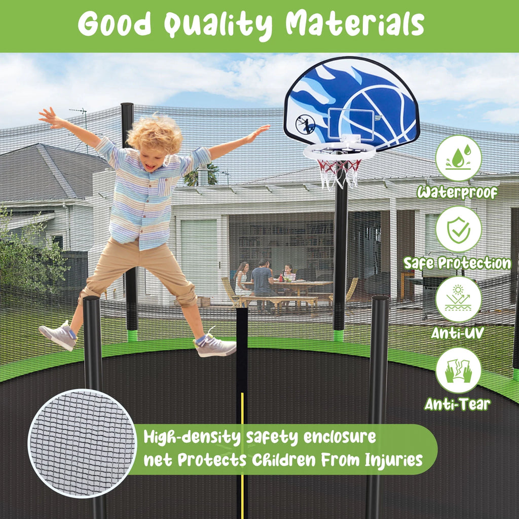 16FT Trampoline with Safety Enclosure Net, Basketball Hoop and Ladder B4915