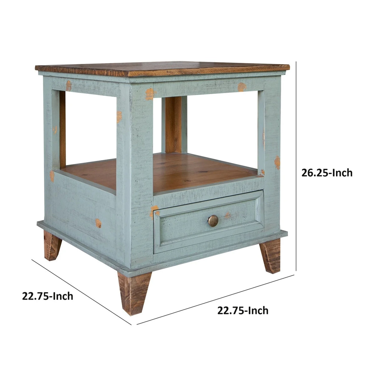 26 Inch Solid Pine Wood Side End Table O3435