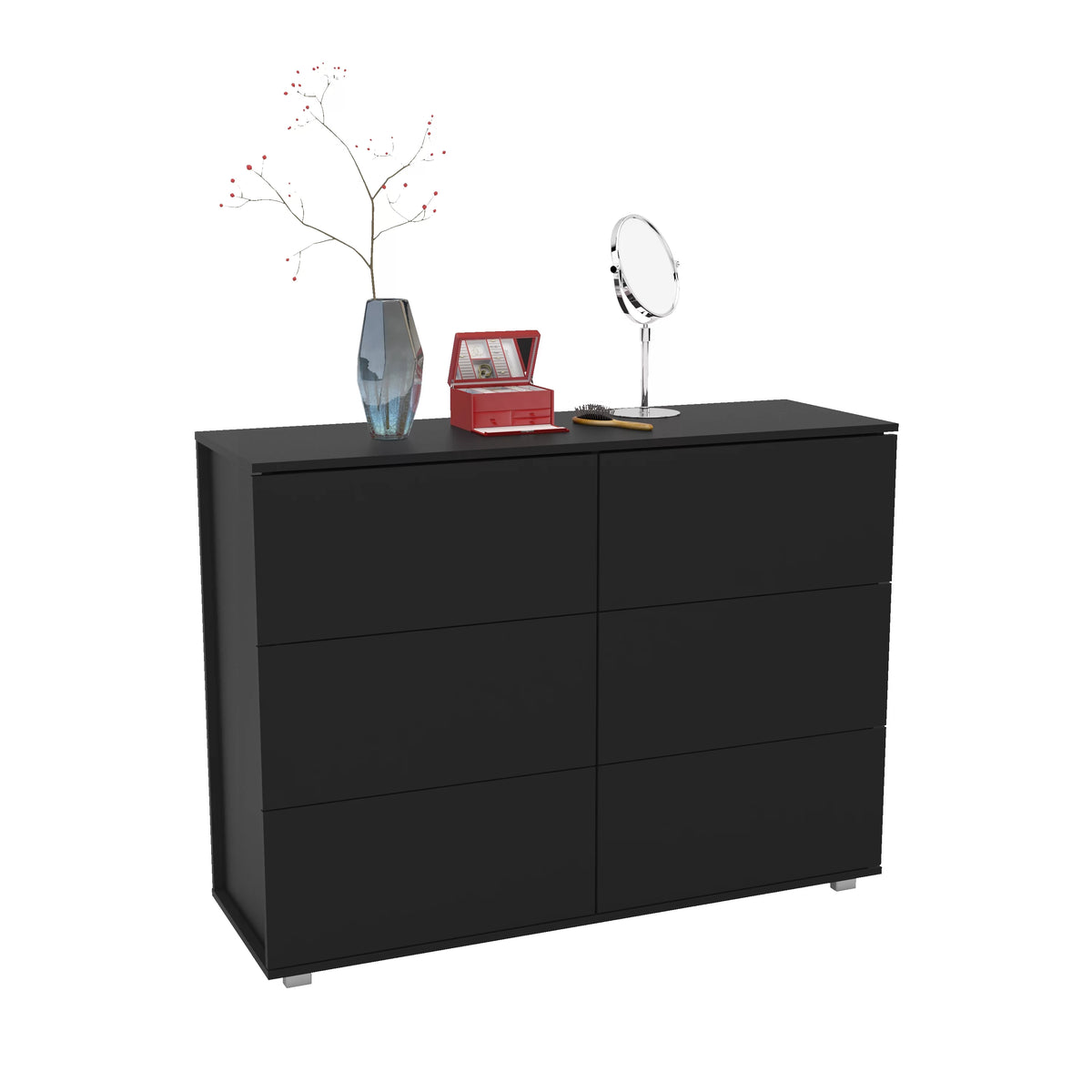 White 6 Drawer Wood Double Dresser M489130