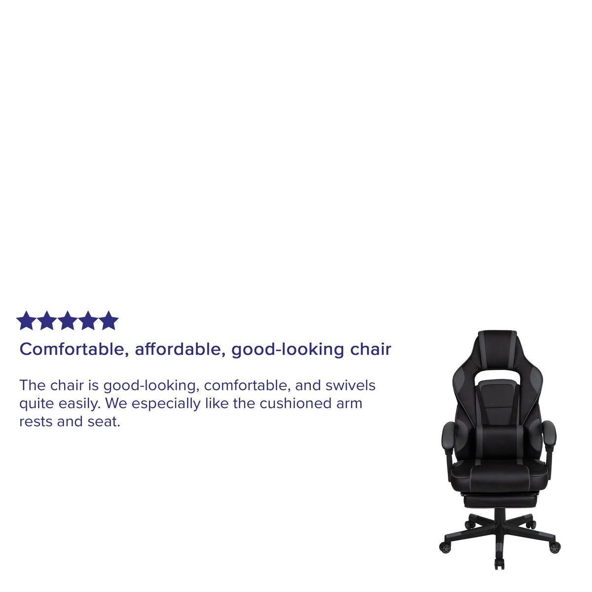 Black Gray Ergonomic Reclining Gaming Chair with Footrest L32761