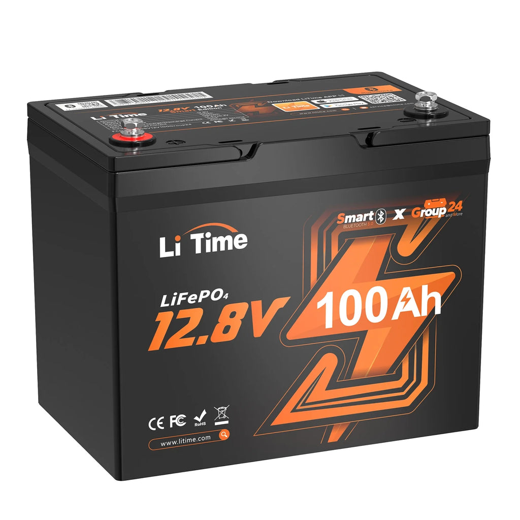 12V 100Ah Group 24 Bluetooth LiFePO4 Lithium Deep Cycle Battery P7529
