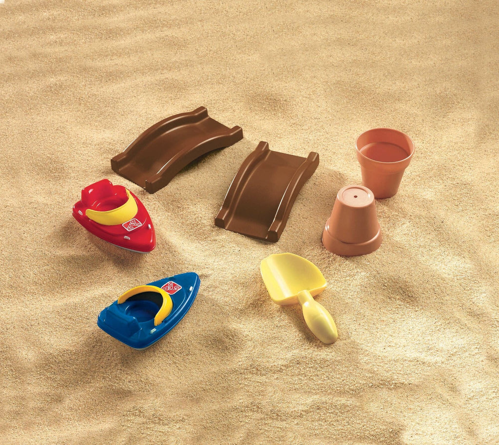 Green Sandbox and Water Table with Cover and Umbrella R76875