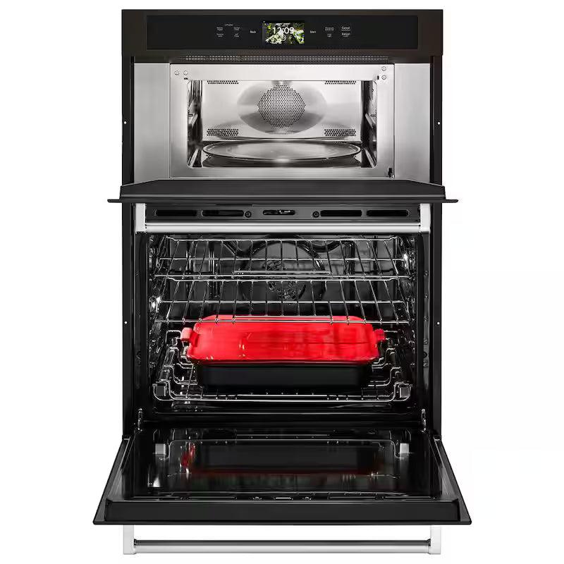30 in. Electric Convection Wall Oven with Built-In Microwave in Black Stainless F261