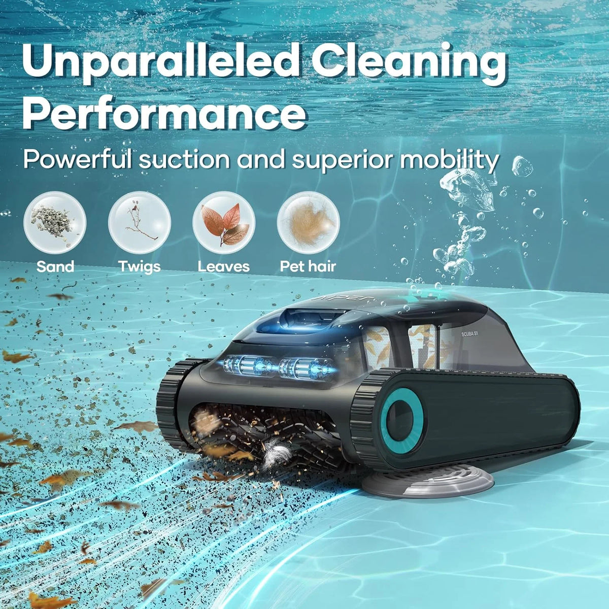 Cordless Robotic Pool Vacuum Cleaner with Wall Climbing O95371