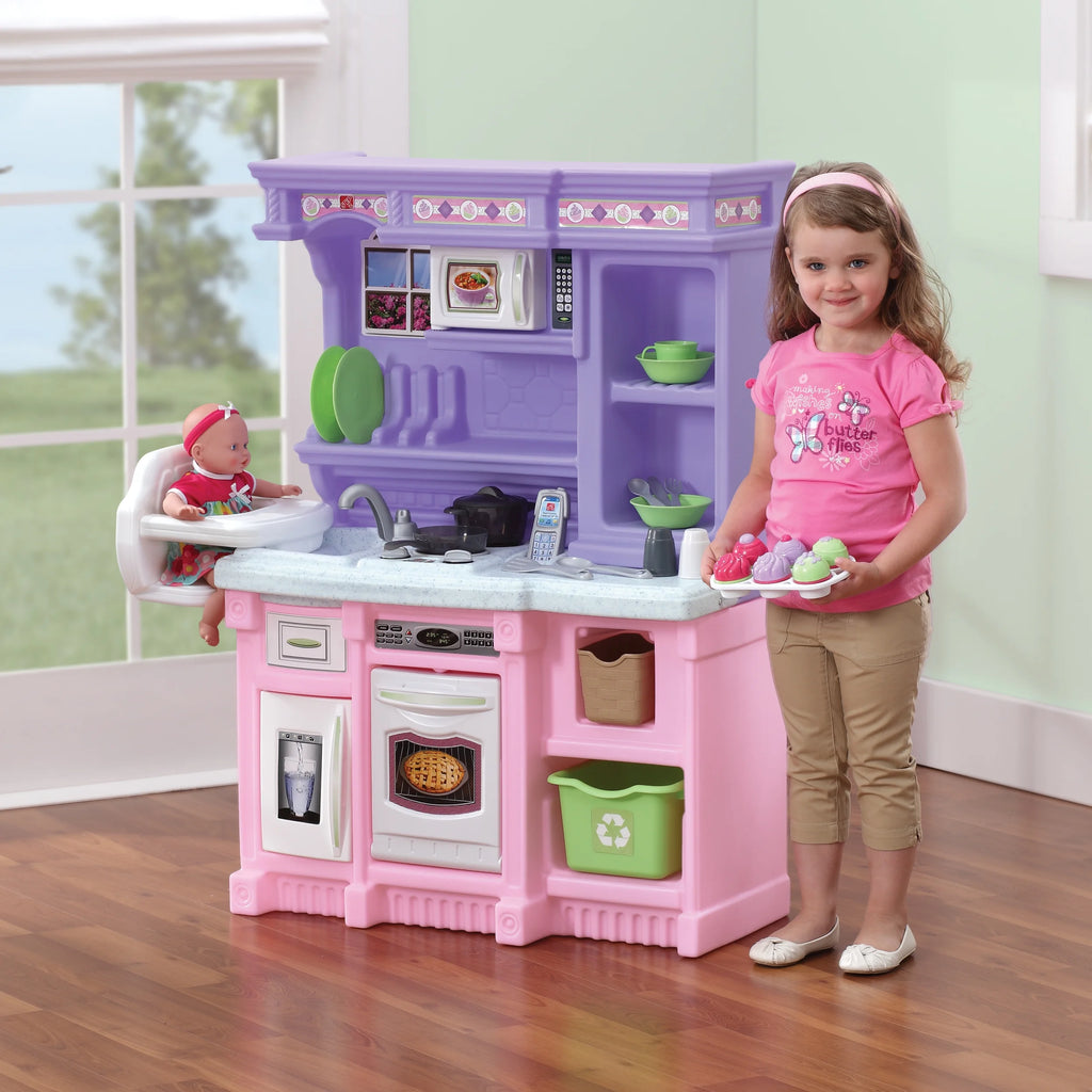 Pink Toddler Plastic Kitchen Playset with 30 Piece Play Set A119695