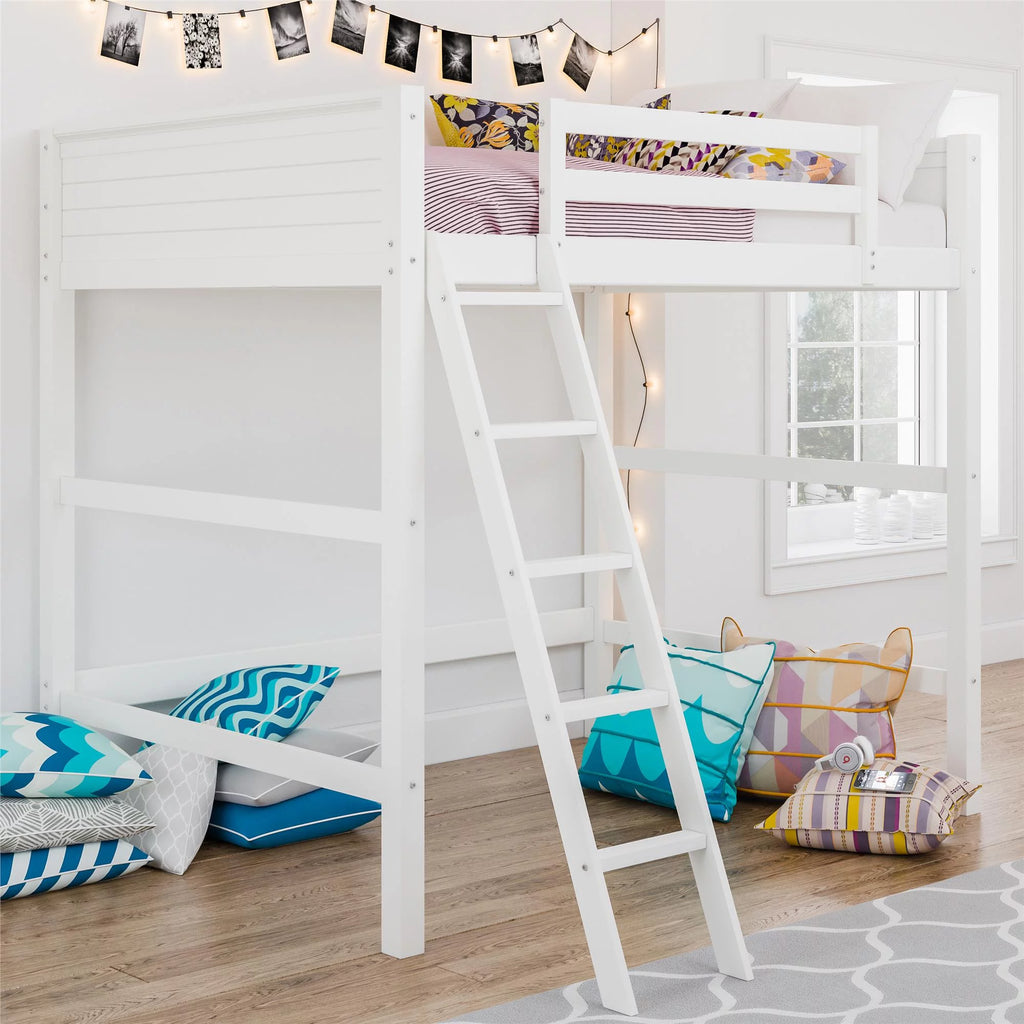 Full Size Loft Bed with Ladder, Black B80518