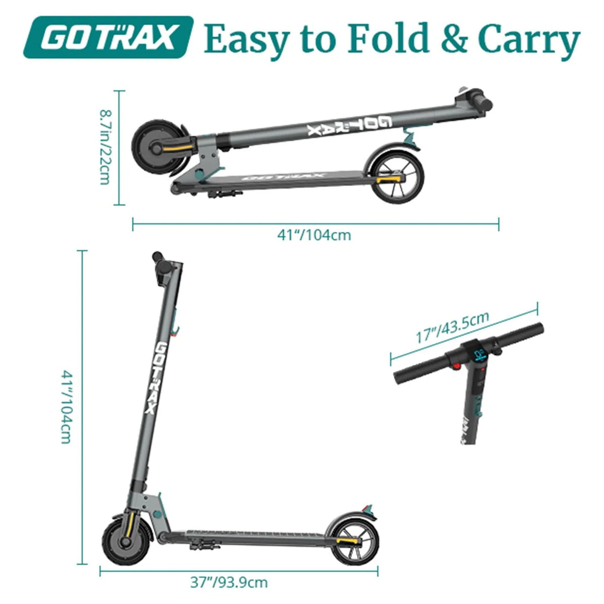 Foldable Electric Scooter with 6 Tires, 200W 12mph, Gray V6818