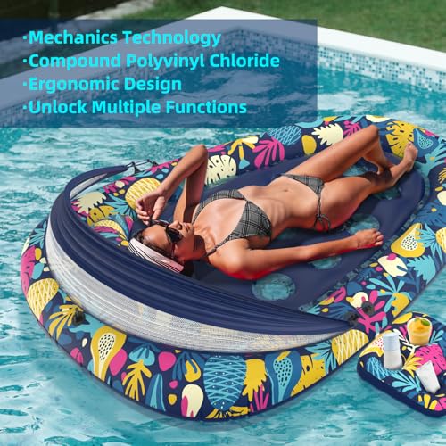 XL Inflatable Pool Float with Canopy Cup Holder X660