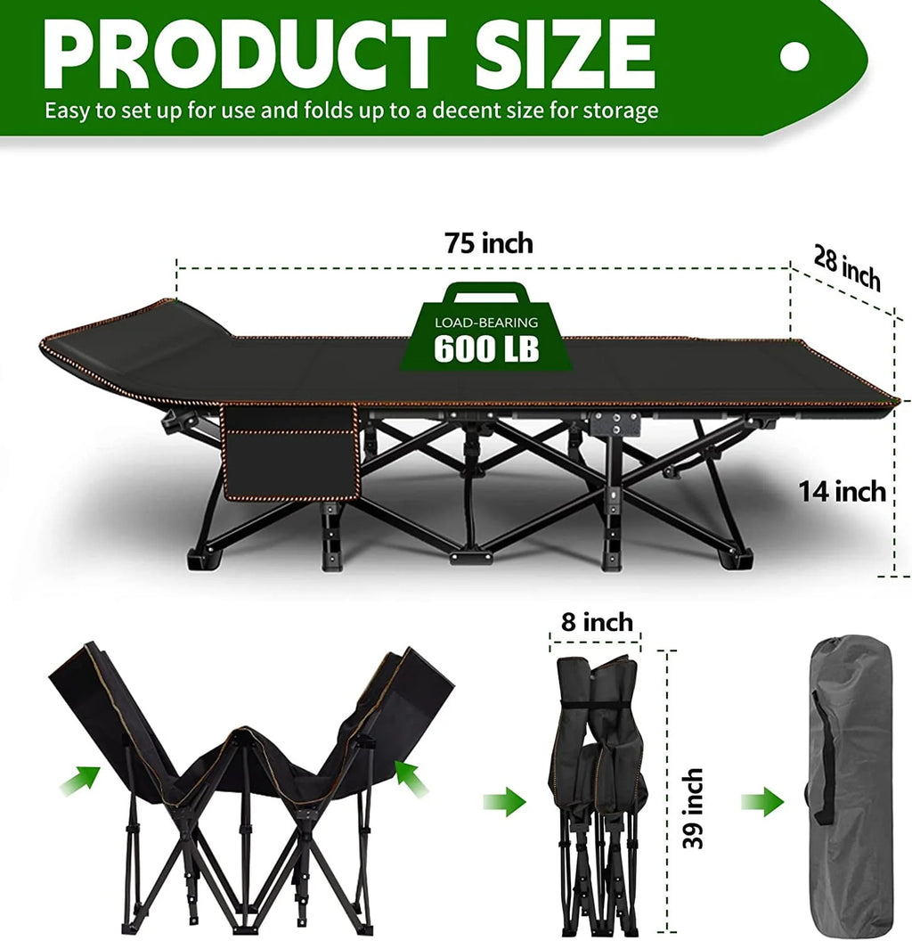 2 Pack Folding Camping Cot with Mattress and Carry Bag V392005