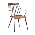 26 Inches Wooden Dining Chair with Windsor Back, Brown and Black N782003