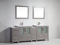 84 in. Grey Double Sink Ceramic Vanity Cabinet with Mirror K157