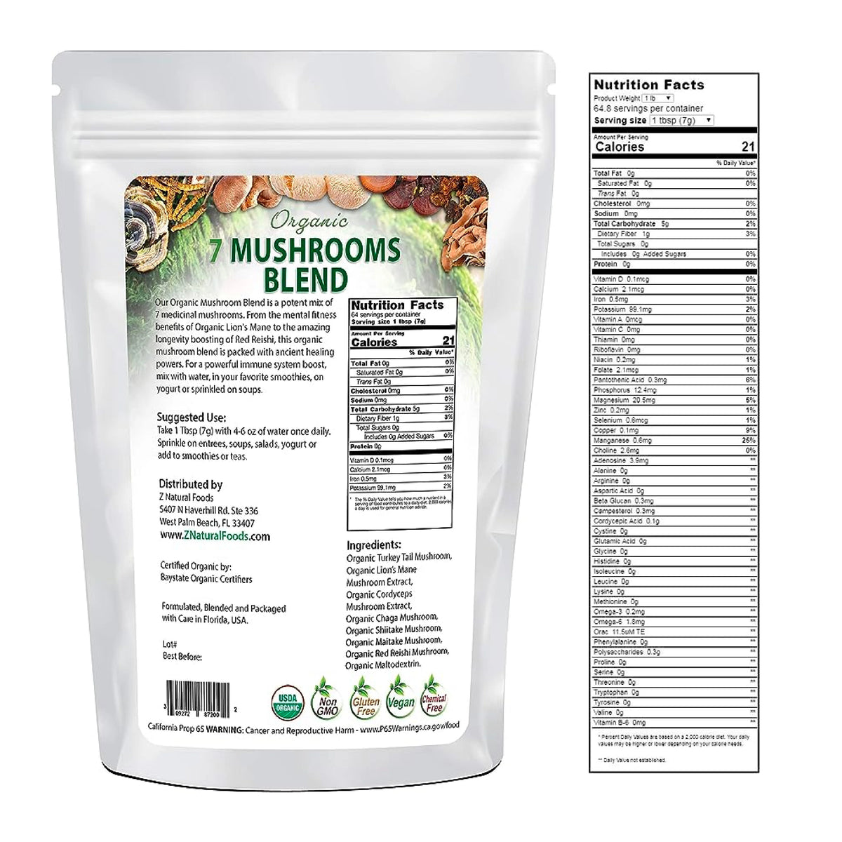 Organic 7 Mushroom Supplement 1 lb C5150