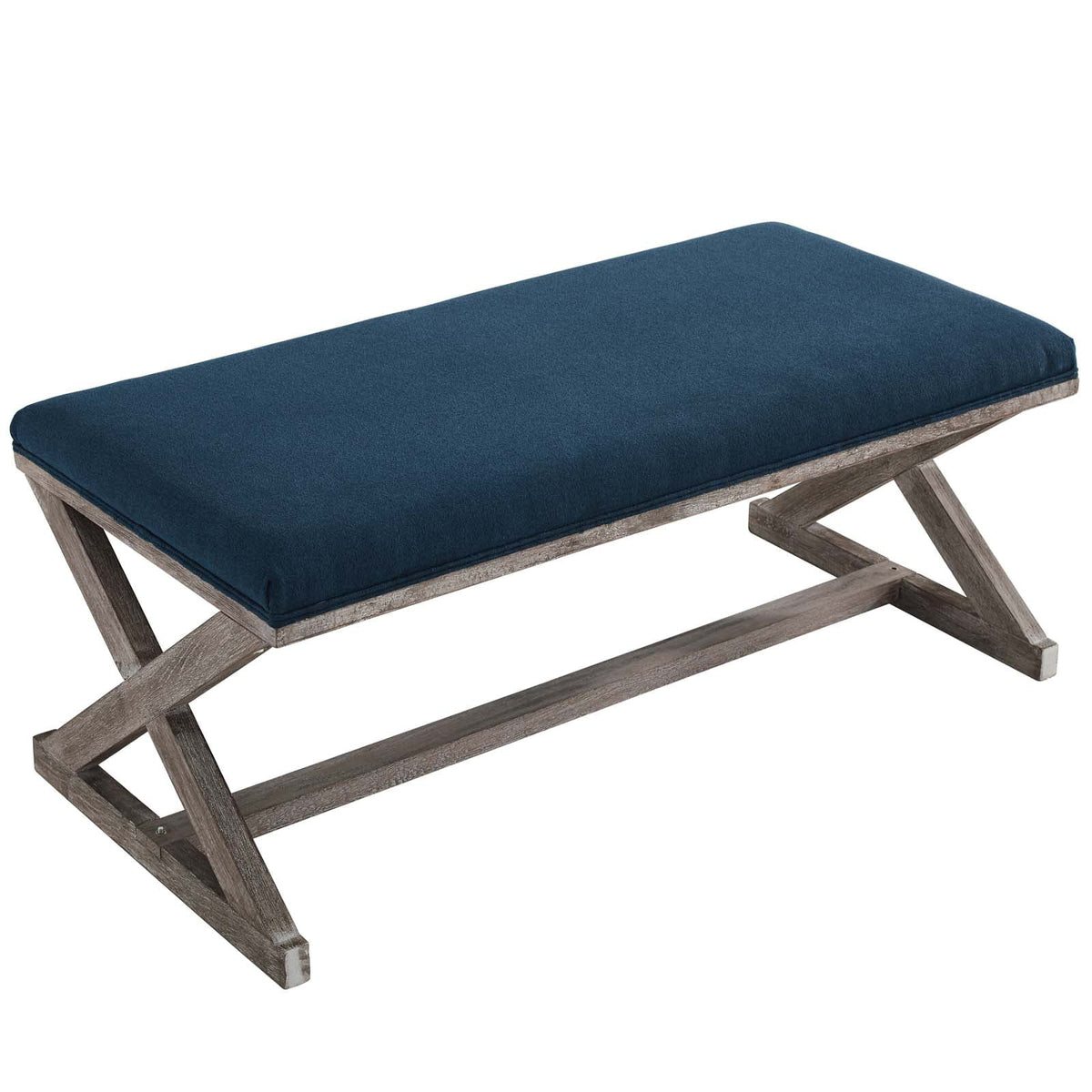 Vintage French Upholstered Fabric Bench G37893