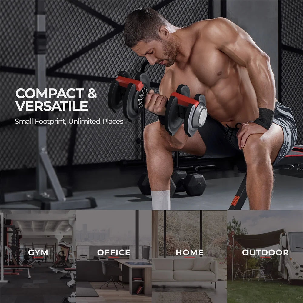 3-In-1 Quick-Adjust Dumbbell Weight Set with Anti-Slip Handle, Black P3866