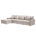 Beige Linen Reversible Sectional Sofa Chaise H96471