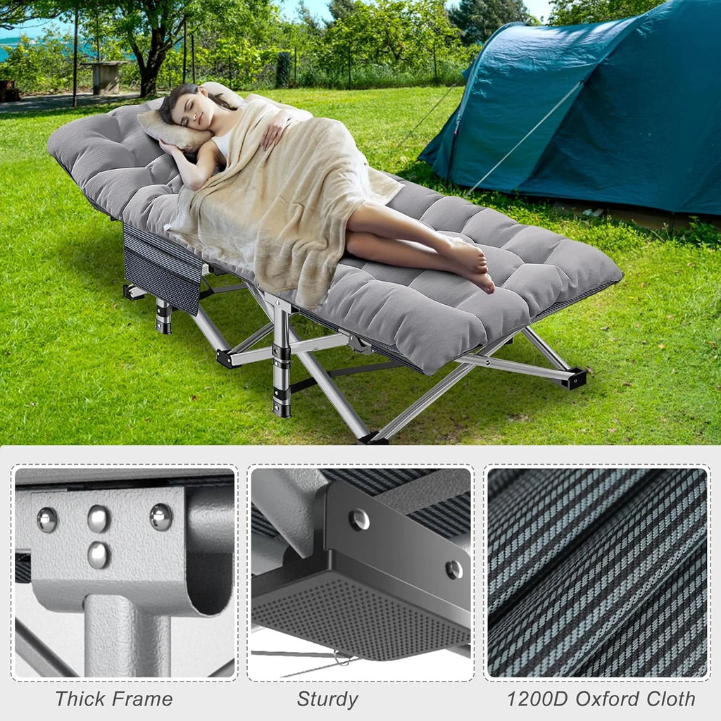 2 Pack Folding Camping Cot with Mattress and Carry Bag V392005