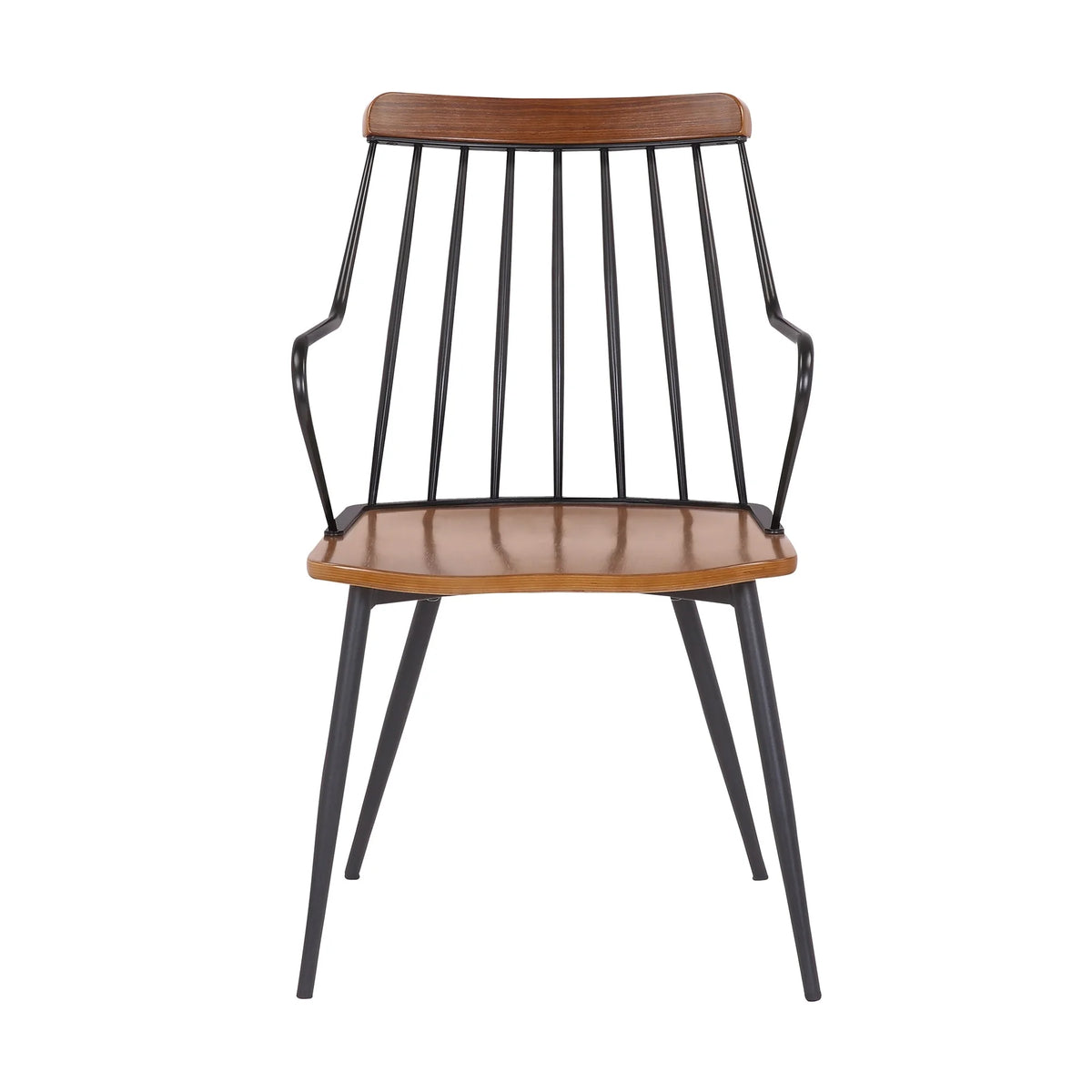 26 Inches Wooden Dining Chair with Windsor Back, Brown and Black N782003