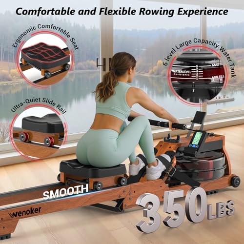 Wooden Foldable Water Rowing Machine with Monitor Q741