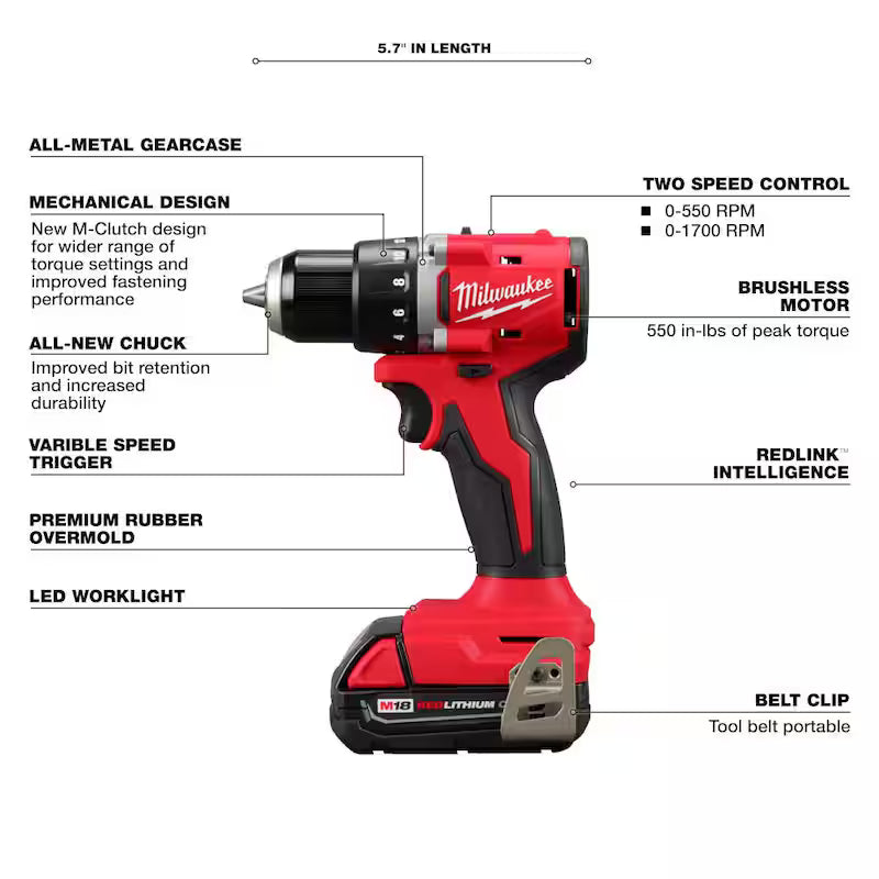 18V Lithium-Ion Brushless Cordless Compact Drill/Impact Combo Kit (2-Tool) L456