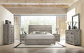 Weathered Gray Wood Bedroom Set King Panel Bed Dresser Mirror Two Nightstands Chest I720