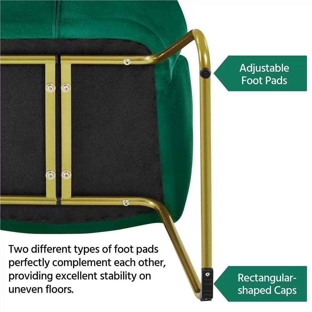 Green Velvet Armchair with Golden Metal Legs I413709