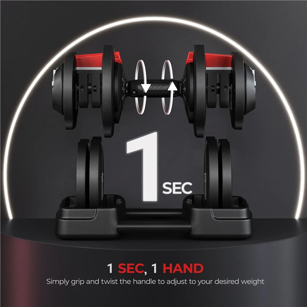 3-In-1 Quick-Adjust Dumbbell Weight Set with Anti-Slip Handle, Black P3866