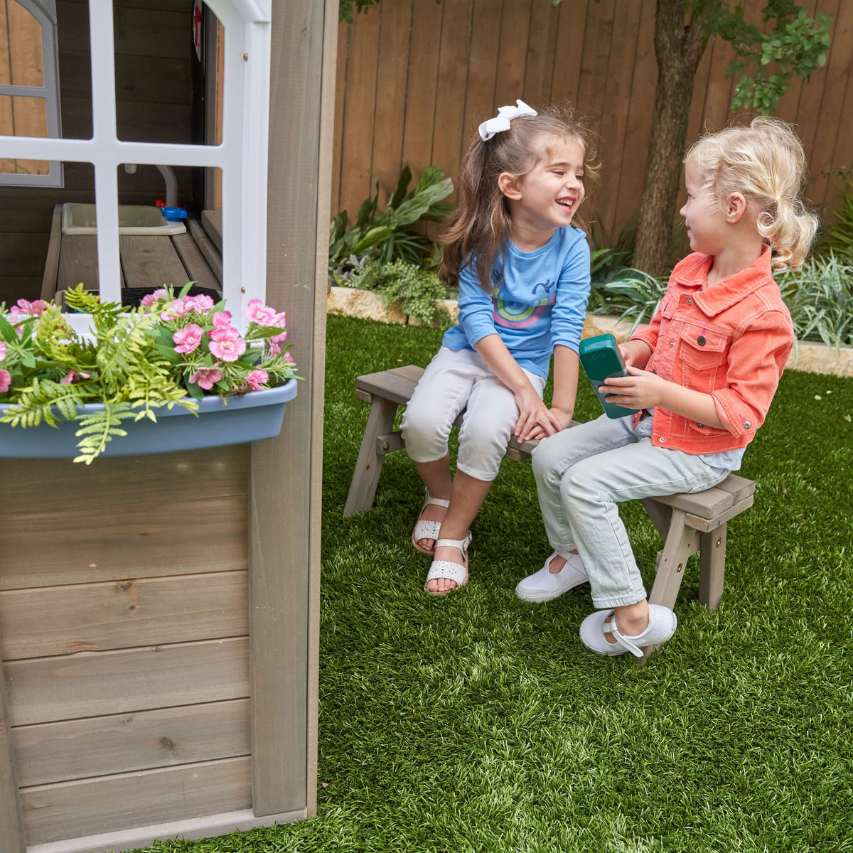 Wooden Outdoor Playhouse with Kitchen C79019