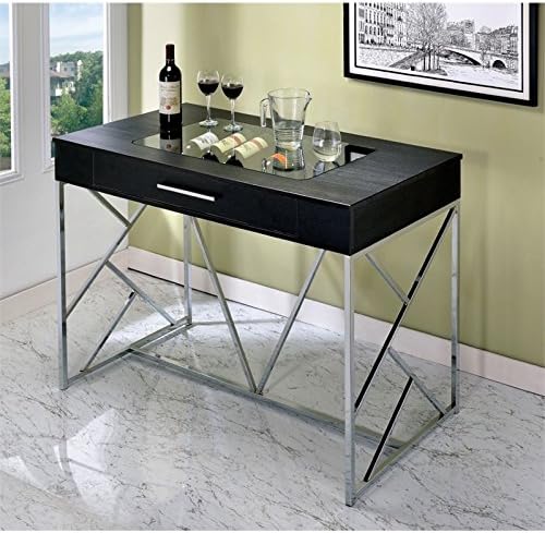 Chrome and Black Metal Counter Height Table O62373