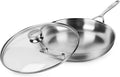 12.5" Stainless Steel Fry Pan Skillet with Glass Lid K5044