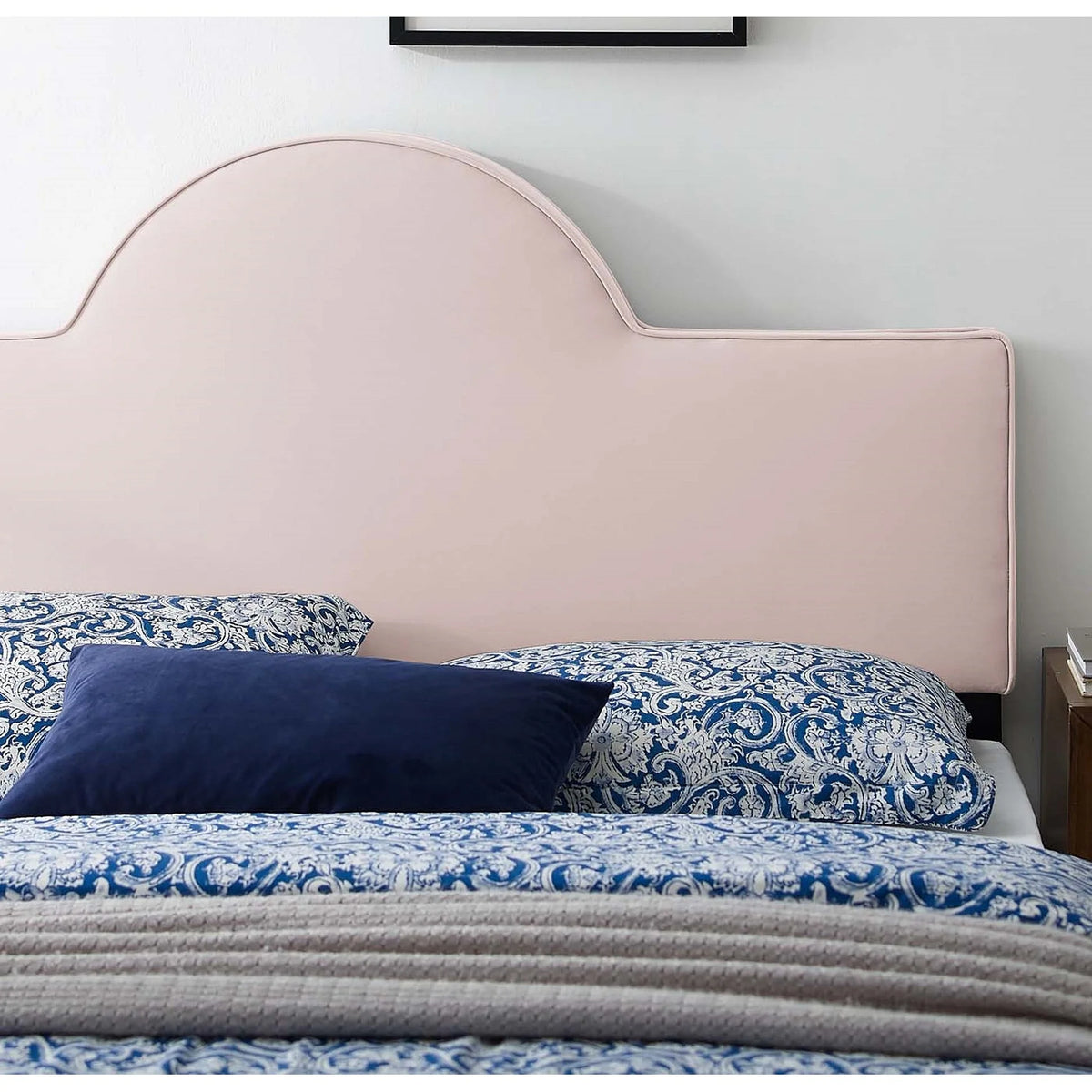 Pink Velvet Upholstered King California King Headboard K8637