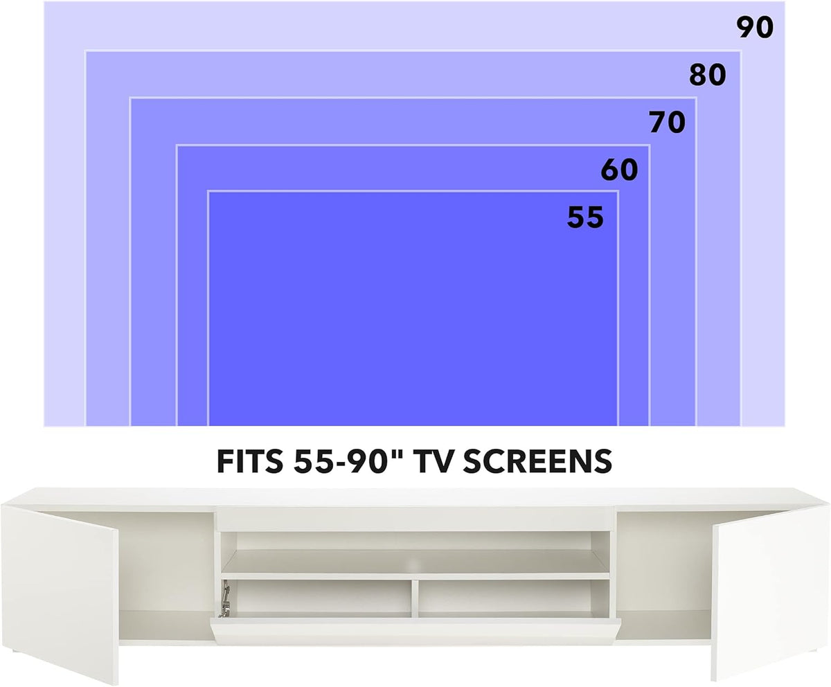 White TV Stand with Lights Y402927