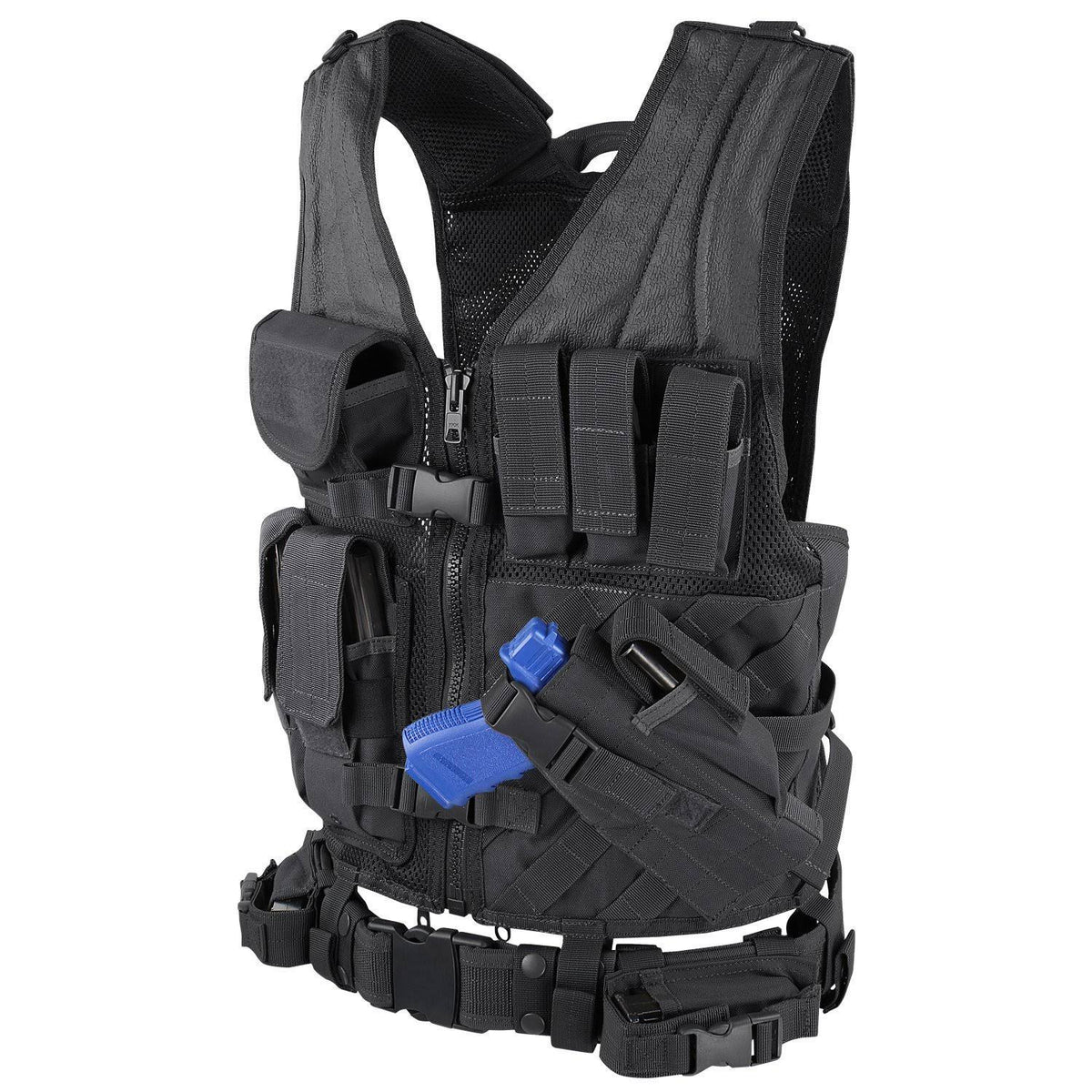 Black Cross Draw Vest Z5448