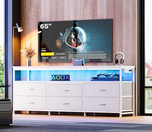 Black 47 Inch TV Stand with 6 Drawer Storage C290