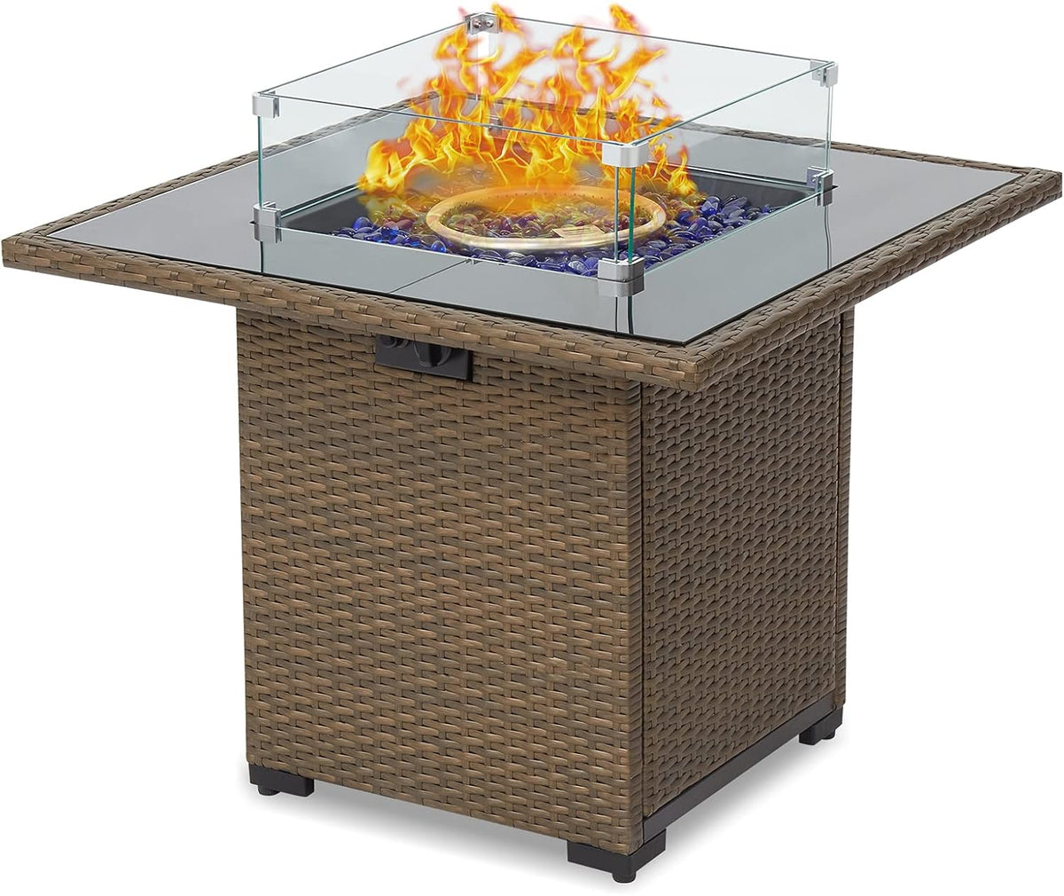 44 Inch 50000 BTU Propane Fire Pit Table with Rain Cover A392352