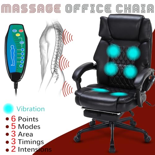 Grey Reclining Massage Office Chair with Foot Rest M69957