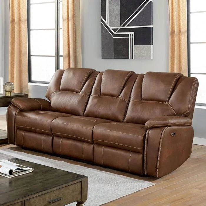 Brown Leatherette Recliner Sofa Set 2pcs D815