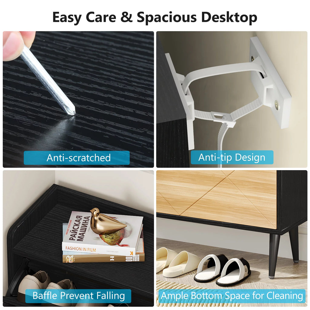 Narrow 3 Flip-Drawers Shoe Storage Cabinet M230325