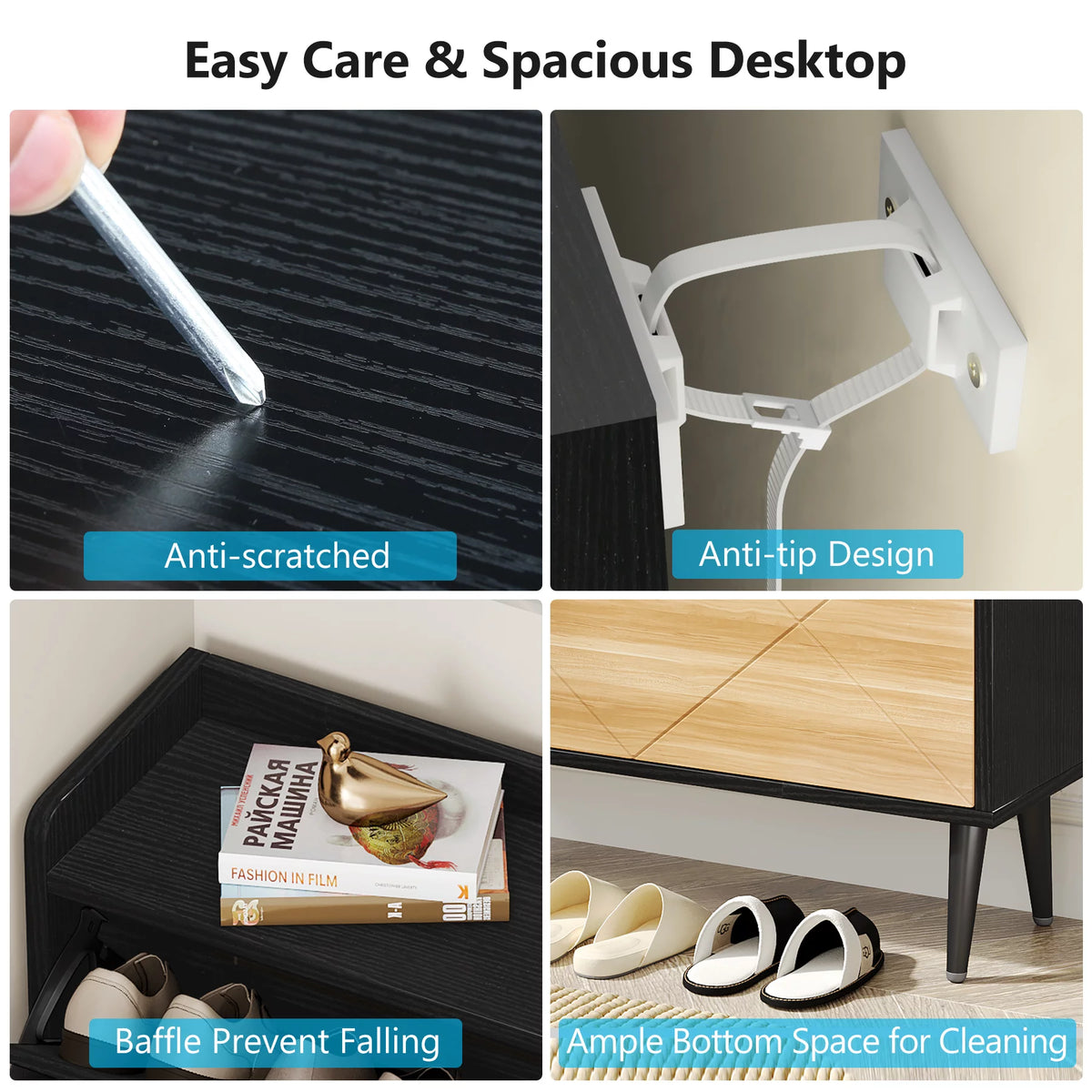 Narrow 3 Flip-Drawers Shoe Storage Cabinet M230325