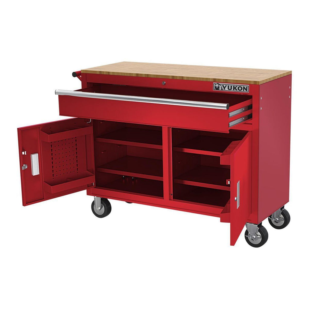 46 in. Mobile Workbench with Solid Wood Top Y796980