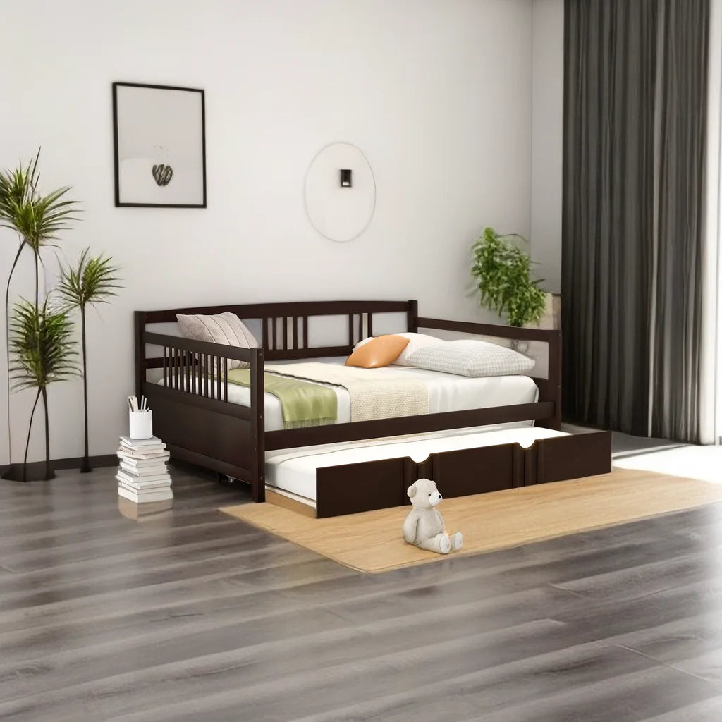Full Size Wood Daybed with Twin Trundle T81061
