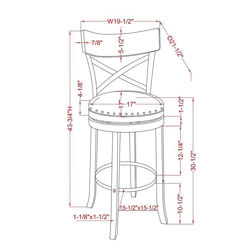 Live Edge Oak Wood Swivel Barstool Set of 2 S1619