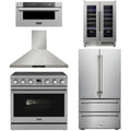 36 Electric Range, Range Hood, Refrigerator, Microwave and Wine Cooler H7993
