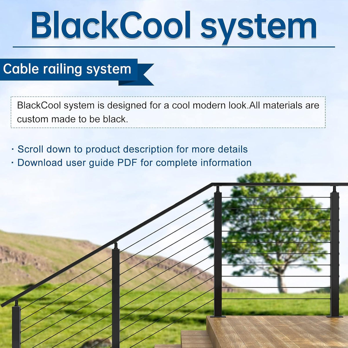Black Cable Railing Kit 10Set 1/8 Turnbuckle Tensioner B667
