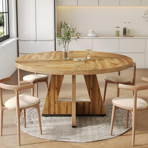 Round Dining Table with Wooden Pedestal Base P465