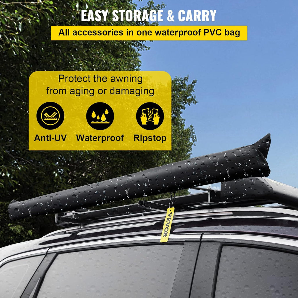 Khaki Pull-Out Retractable Car Side Awning with Carry Bag X2780